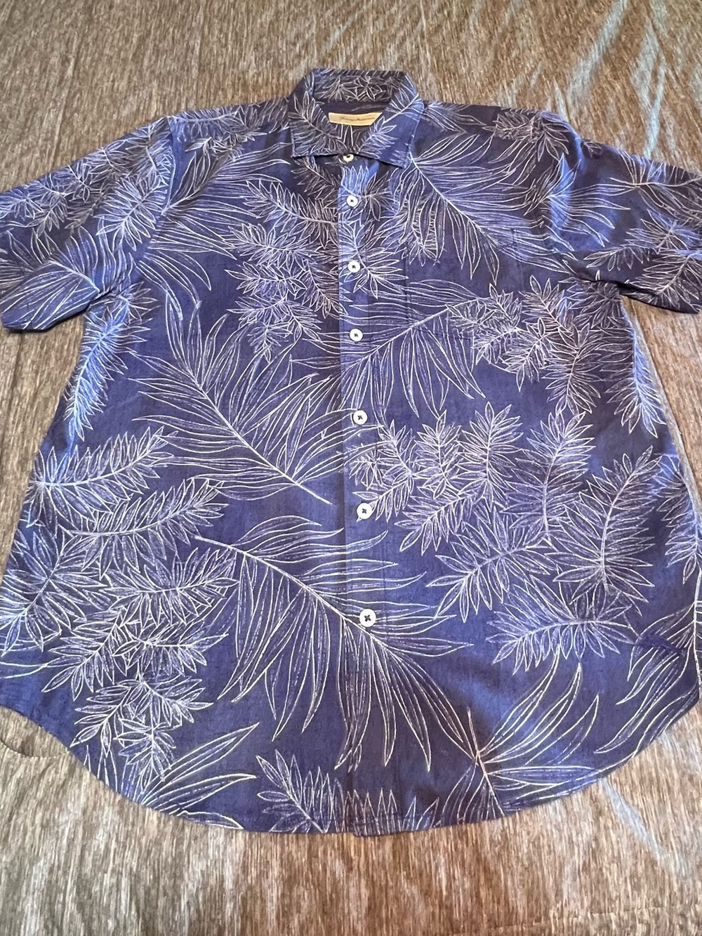 Tommy Bahama Navy Blue Tropical Print Button-Down Shirt